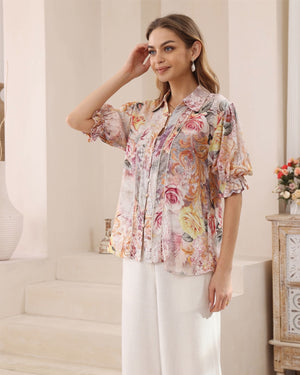 Iris Maxi Maya Bohemian Blouse Short Puff Sleeve - Arabella