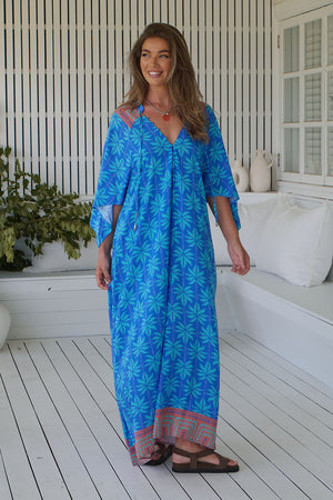 Jaase Bree Maxi Dress with V Neck Button Bodice Hankerchief Sleeve - Take Me On Vacay - Style House Fashion