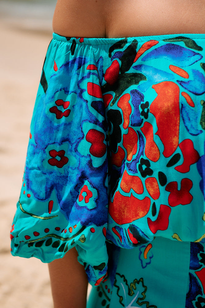 Jaase Hallie Maxi Dress with Off Shoulder A-Line Skirt Puff Sleeve - Isla Mare - Style House Fashion Jaase Jaase Jaase Jaase