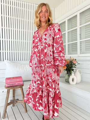 Jaase Eve Midi Dress with Long Billowy Sleeve - Soulina