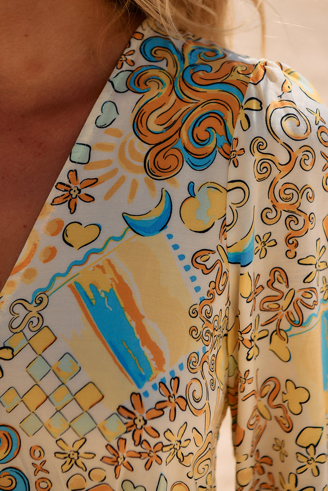 Jaase Ivy Midi Dress with Half Sleeve V Neck Buttons - Sonnie - Style House Fashion Jaase