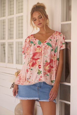 Jaase Fisico Top Blouse with V Neck Short Sleeve - Alessia - Style House Fashion Jaase Jaase Jaase Jaase