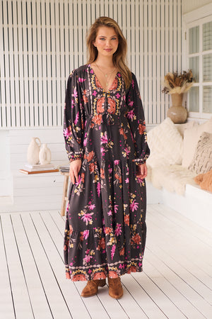 Jaase Teresa Maxi Dress Long Billowy Sleeve - Monarch Bloom - Style House Fashion Jaase