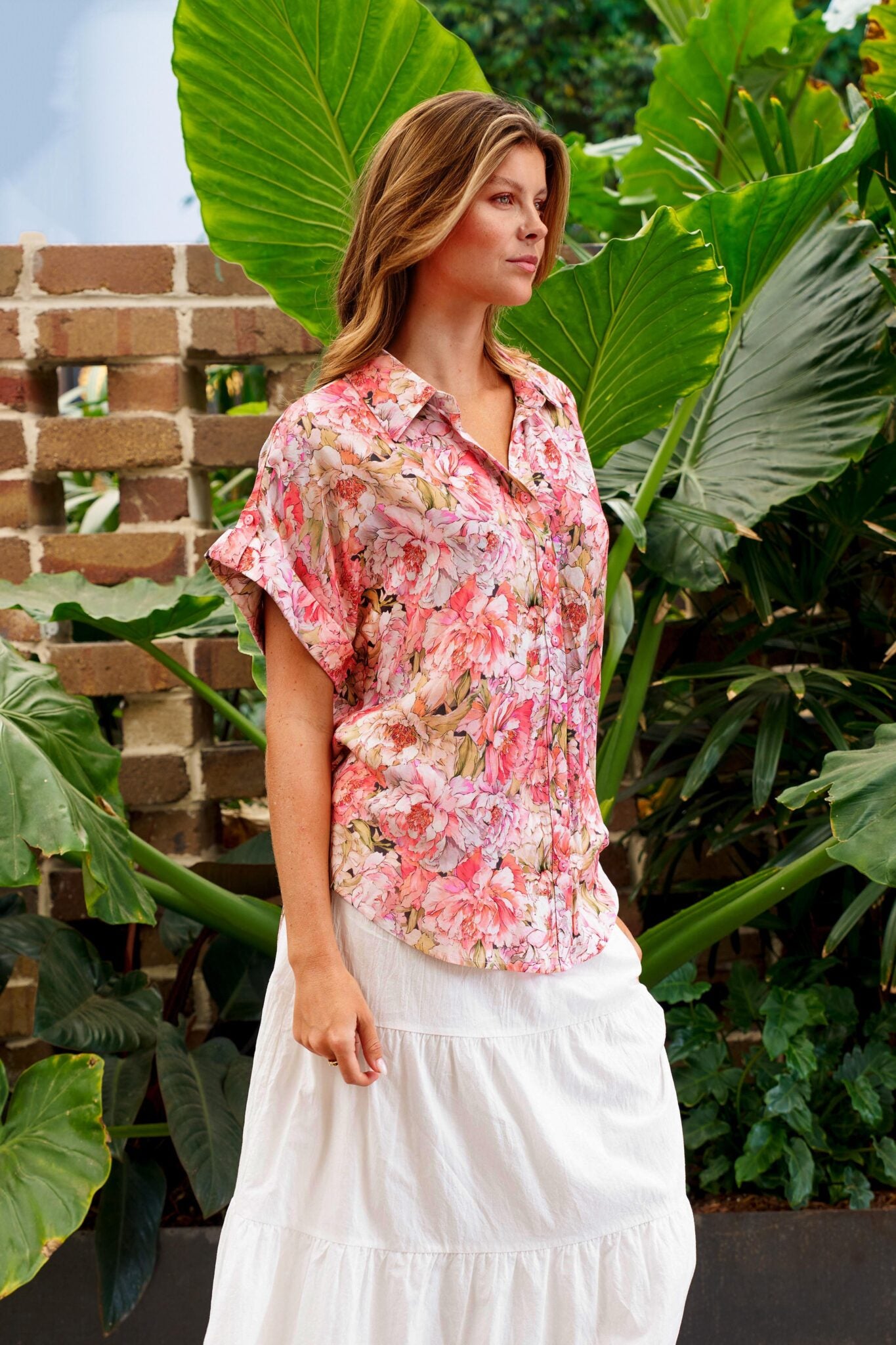 Boho Australia Jasmin Blouse Top with V-Neck Sleeve Buttons - Style House Fashion