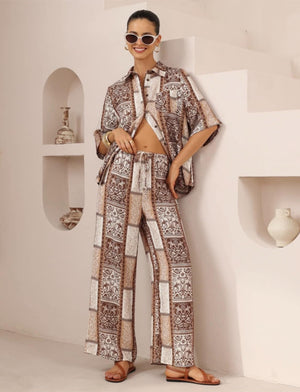 Iris Maxi Dream Pants with Drawstring Waist Straight Leg - Chocolate Marquise