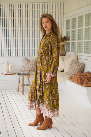 Jaase Whitney Shirt Maxi Dress with Collar Buttoned Front Lace Detail - Amalie - Style House Fashion Jaase Jaase Jaase