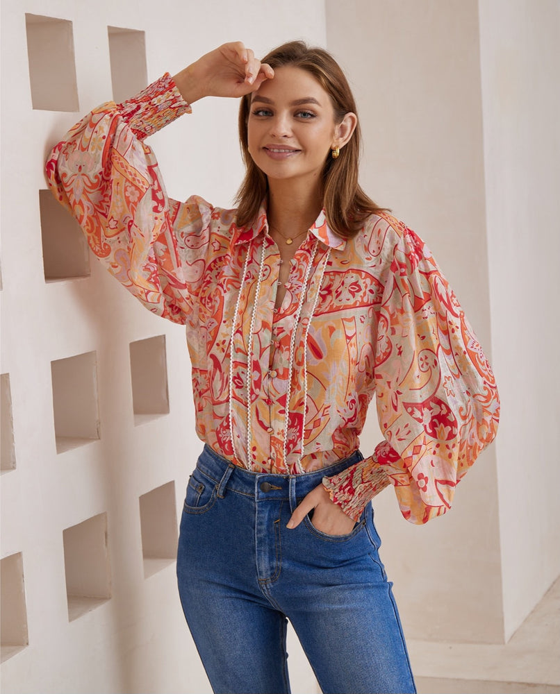 Maya Bohemian Blouse - Apricot Dream - Style House Fashion Iris Maxi