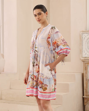 Iris Maxi Emma Mini Dress with V Neck Buttons Pockets - Reverie - Style House Fashion Iris Maxi