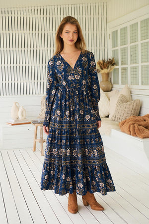 Jaase Stephanie Maxi Dress Long Billowy Shirred Sleeve - Adeline - Style House Fashion Jaase