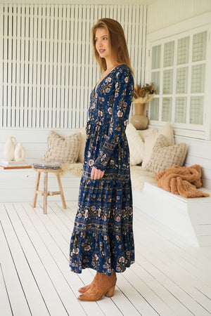 Jaase Stephanie Maxi Dress Long Billowy Shirred Sleeve - Adeline - Style House Fashion Jaase
