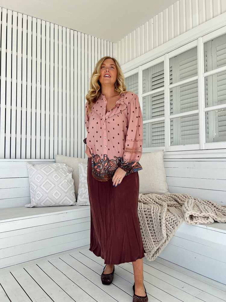 Jaase Eliza Blouse with V-Neck Lace Buttons Balloon Sleeve - Seraphina - Style House Fashion Jaase Jaase