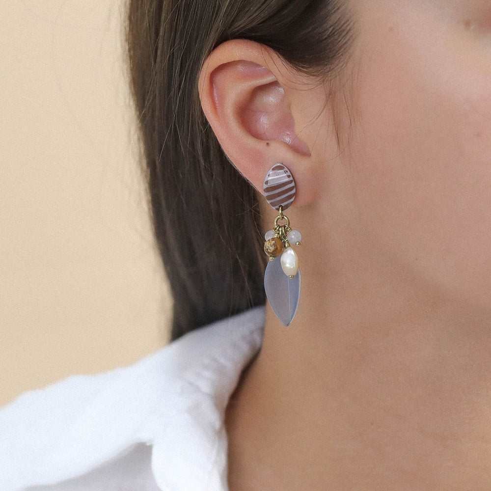 Nature Bijoux Euphoria Blue Chalcedony Shell Post Earrings