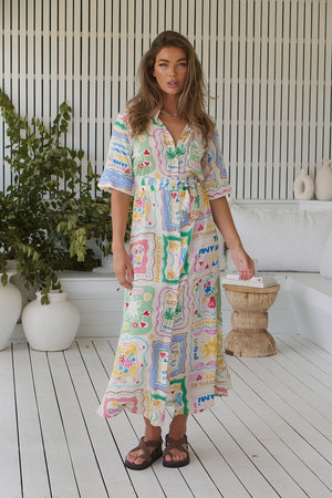 Jaase Pepper Midi Shirt Dress with Collar Buttons - La Mer - Style House Fashion Jaase