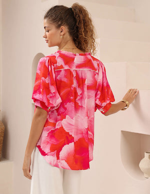 Iris Maxi Kelsie Bohemian Blouse V Neck Buttoned - Jovie