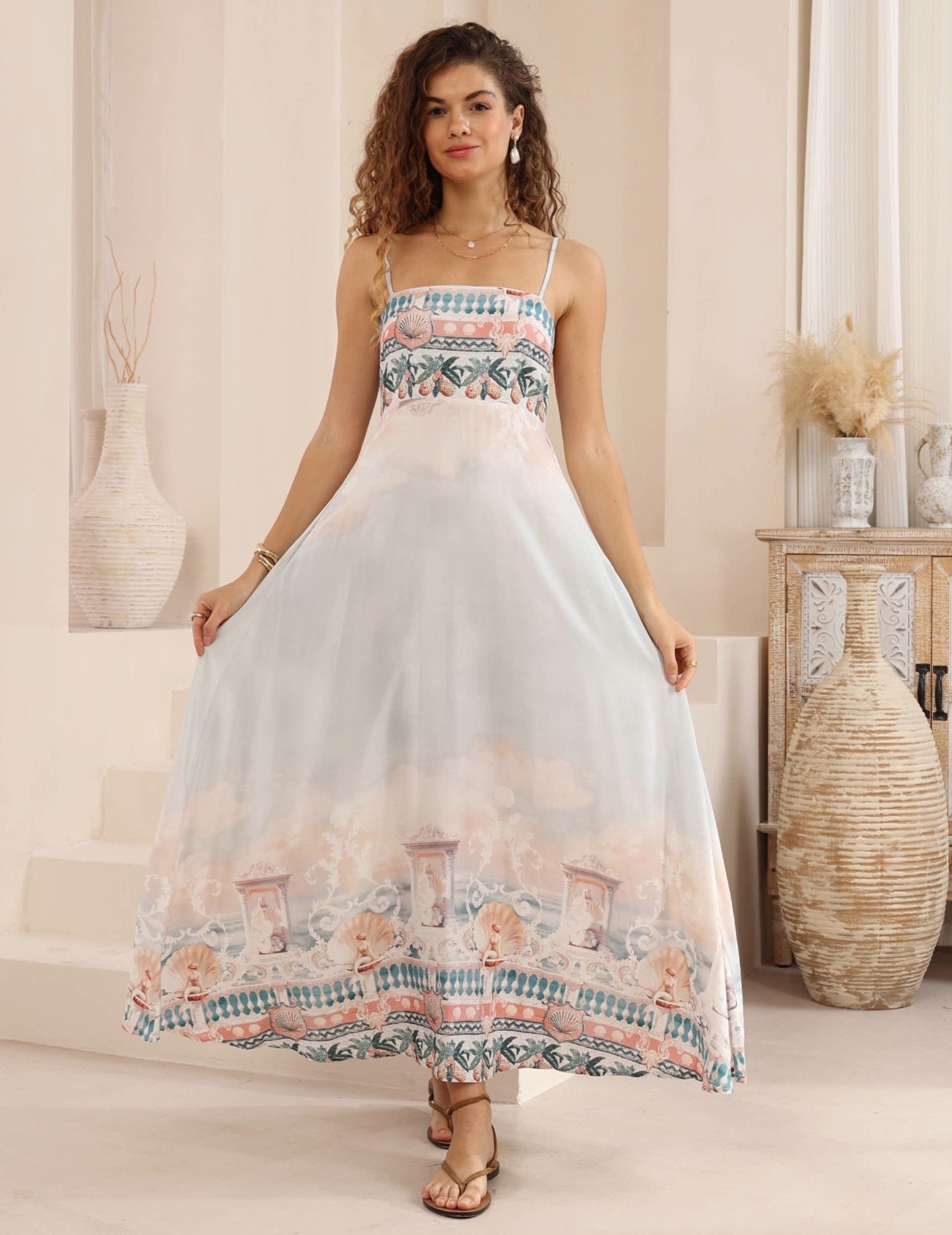 Iris Maxi Collette Maxi Dress with Square Neckline Pockets Spaghetti Strap - Josephine - Style House Fashion