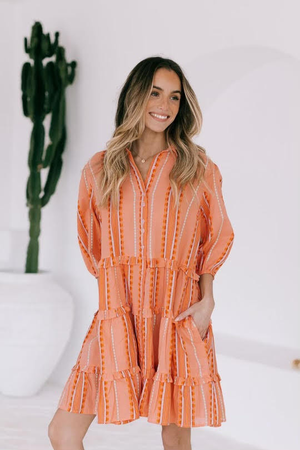 Joop & Gypsy Carolina Cotton Dress with V-Neck Collar Pockets - Apricot Dreams - Style House Fashion Joop and Gypsy Joop and Gypsy Joop and Gypsy Joop and Gypsy