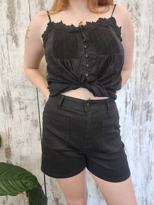 Country Denim Jessie High Rise Stretch Shorts - Black - Style House Fashion Country Denim