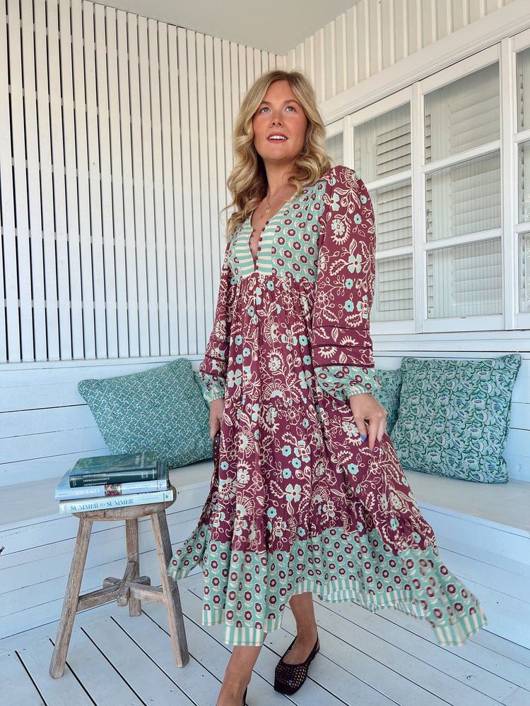 Jaase Eve Midi Dress with Long Billowy Sleeve - Athena - Style House Fashion Jaase Jaase