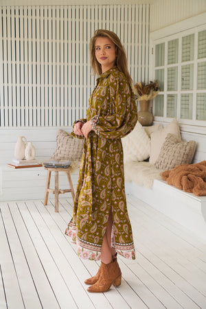 Jaase Whitney Shirt Maxi Dress with Collar Buttoned Front Lace Detail - Amalie - Style House Fashion Jaase Jaase Jaase