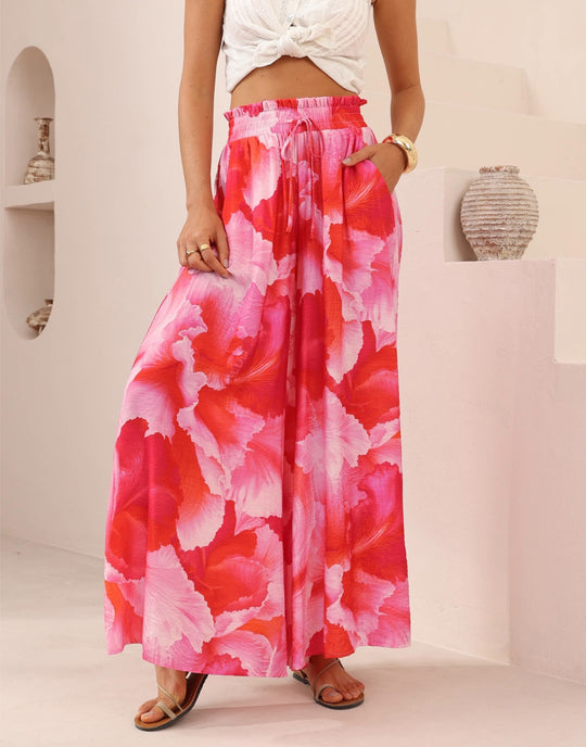Iris Maxi Palazzo Pants with Drawstring Waist Wide Leg - Jovie