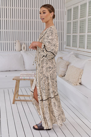 Jaase - Catalonia Maxi Dress with Batwing Sleeve Button Front - Eloise Collection - Style House Fashion