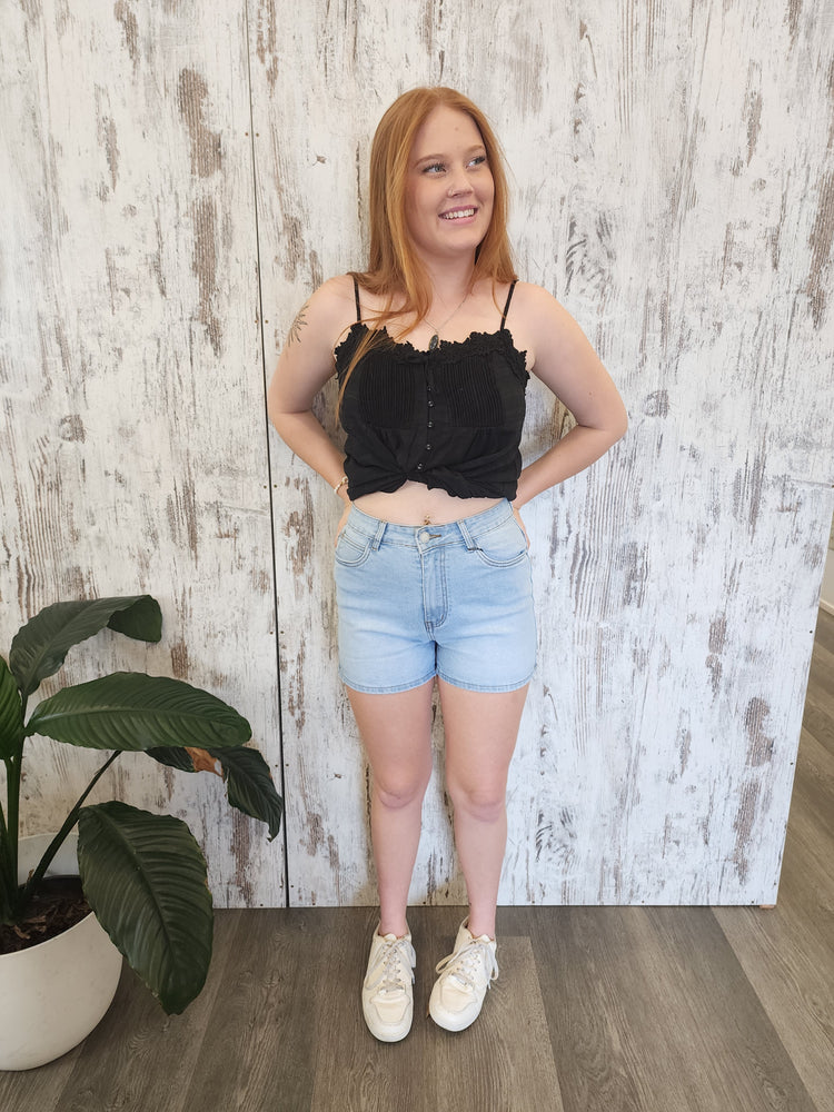 Country Denim Lilly High Rise Stretch Shorts - Light Blue - Style House Fashion Country Denim Country Denim Country Denim Country Denim Country Denim Country Denim