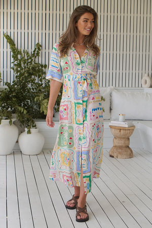 Jaase Pepper Midi Shirt Dress with Collar Buttons - La Mer - Style House Fashion Jaase