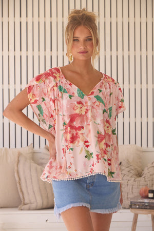 Jaase Fisico Top Blouse with V Neck Short Sleeve - Alessia - Style House Fashion Jaase Jaase Jaase Jaase