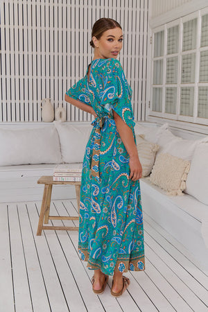 Jaase Fields Maxi Dress with V Neck Caftan Style Sleeve  - Ventura - Style House Fashion