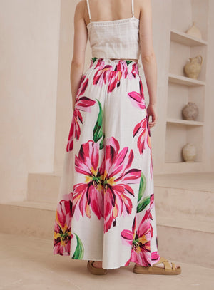 Iris Maxi Palazzo Pants with Drawstring Waist Wide Leg - Pink Dahlia - Style House Fashion Iris Maxi