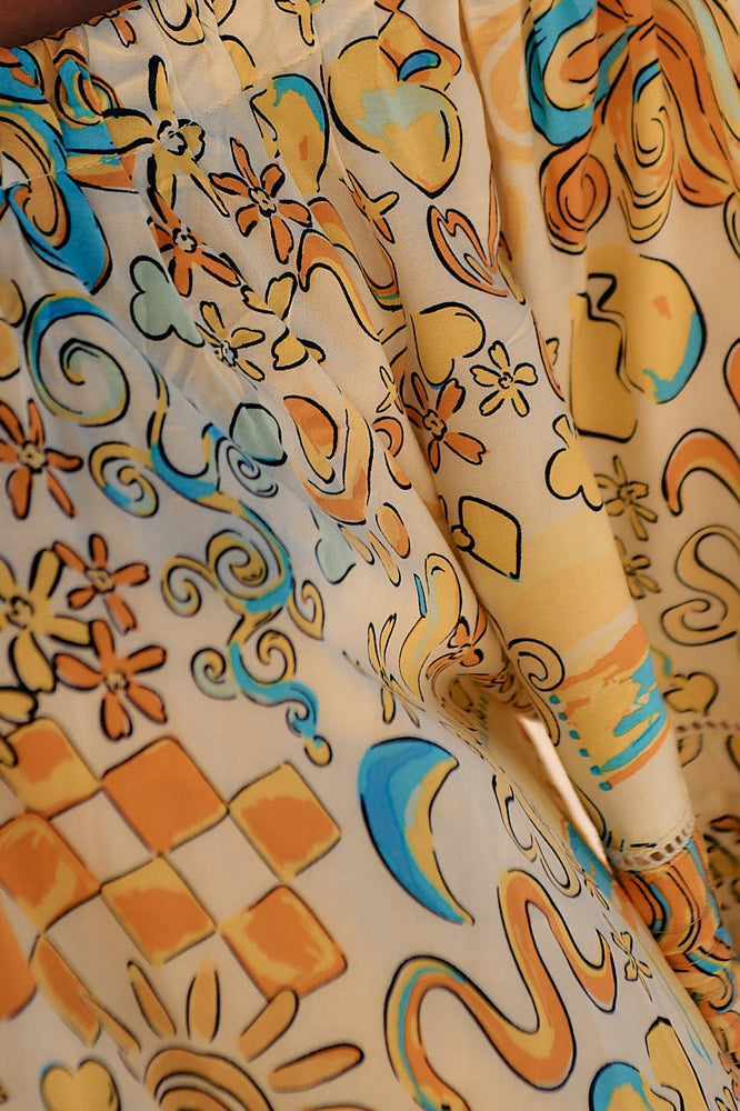 Jaase Ivy Midi Dress with Half Sleeve V Neck Buttons - Sonnie