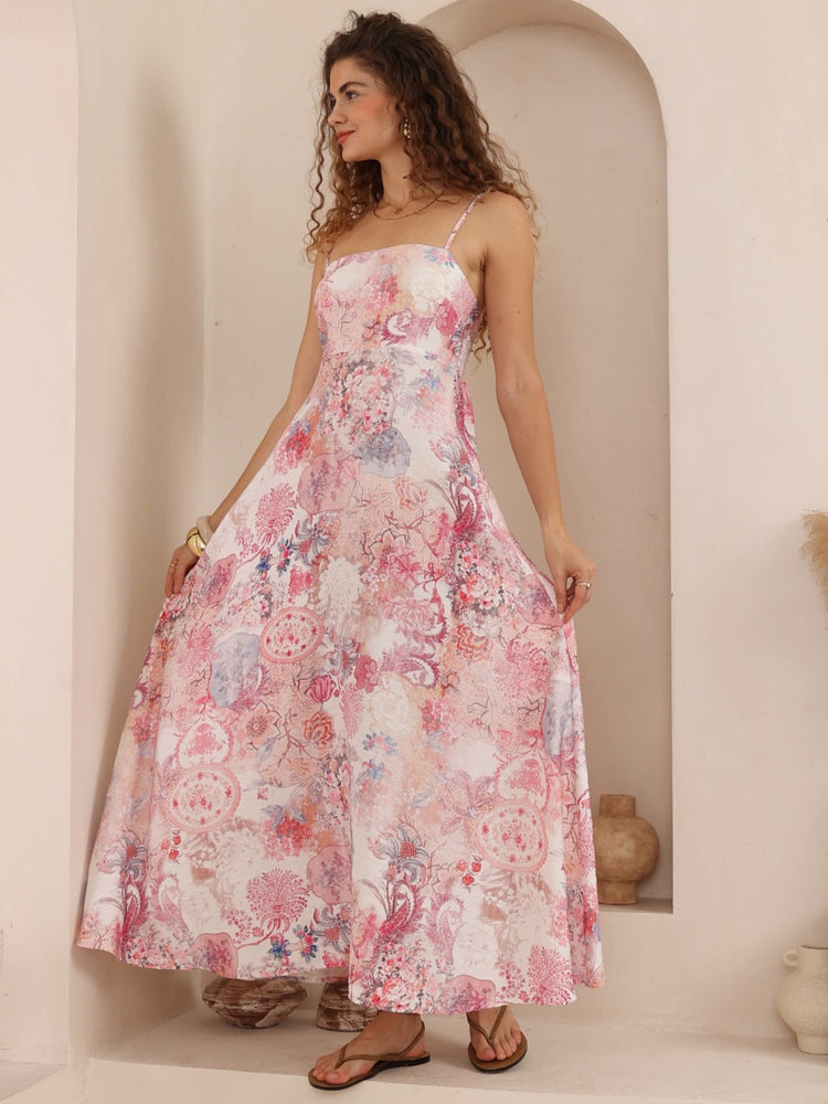 Iris Maxi Collette Maxi Dress with Square Neckline Pockets Spaghetti Strap - Hallie