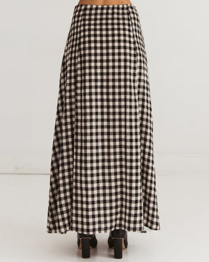 Paper Heart Gingham Maxi Skirt with Elastic Waist A-Line - Gingham