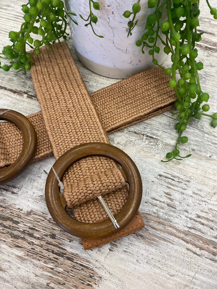 Stella Stretch Belt ~ TAN (Brown Buckle) Style House Fashion
