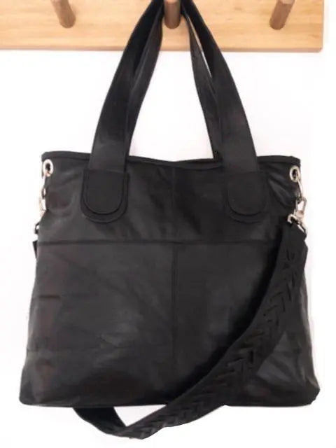 Tracey Leather Bag - Black Bare Leather